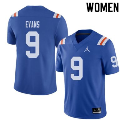 Women's Florida Gators #9 Josh Evans NCAA Jordan Brand Royal Throwback Alternate Authentic Stitched College Football Jersey PEU7662PP